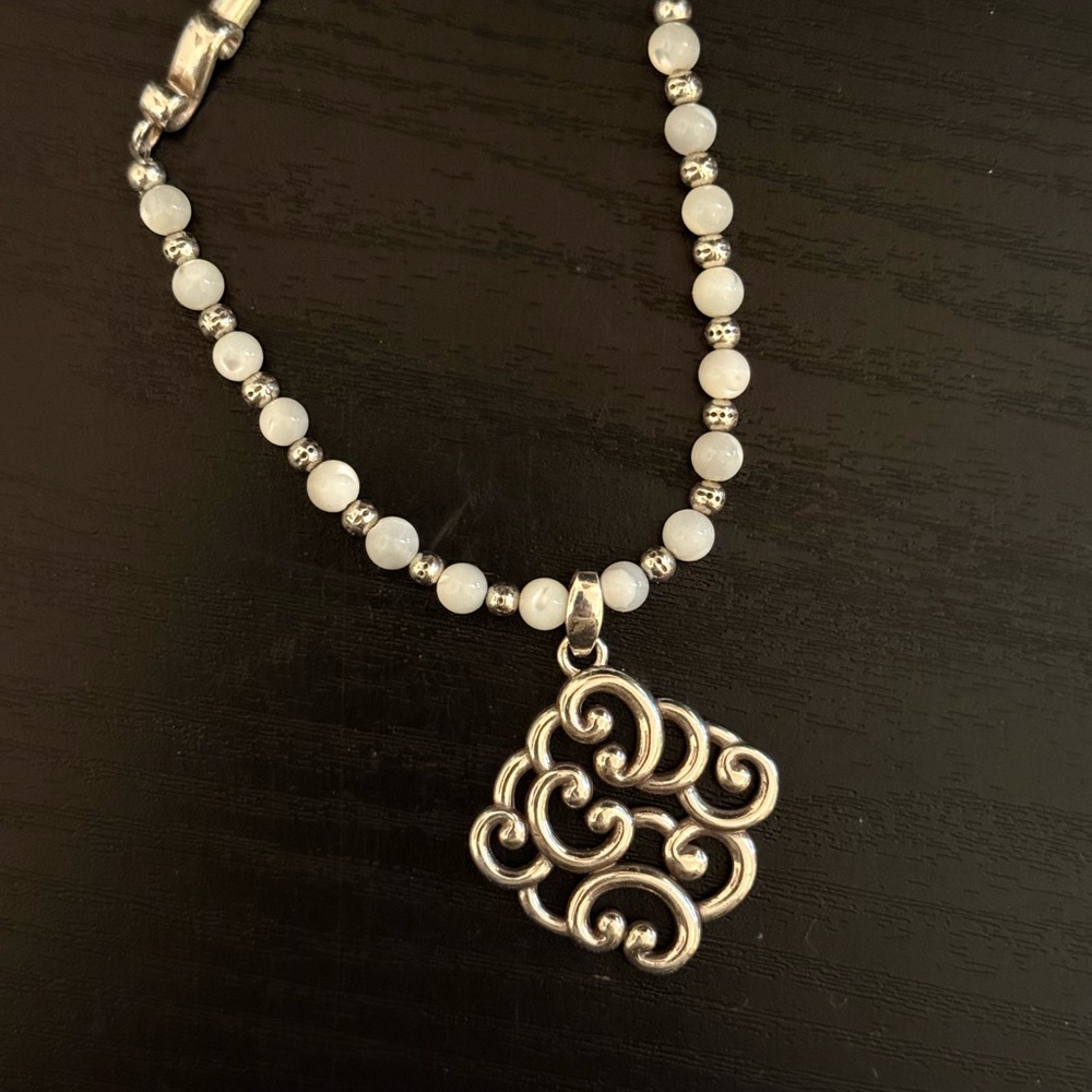 Brighton Swirl Pendant Necklace - White Beaded Women's Jewelry - Picture 3 of 6